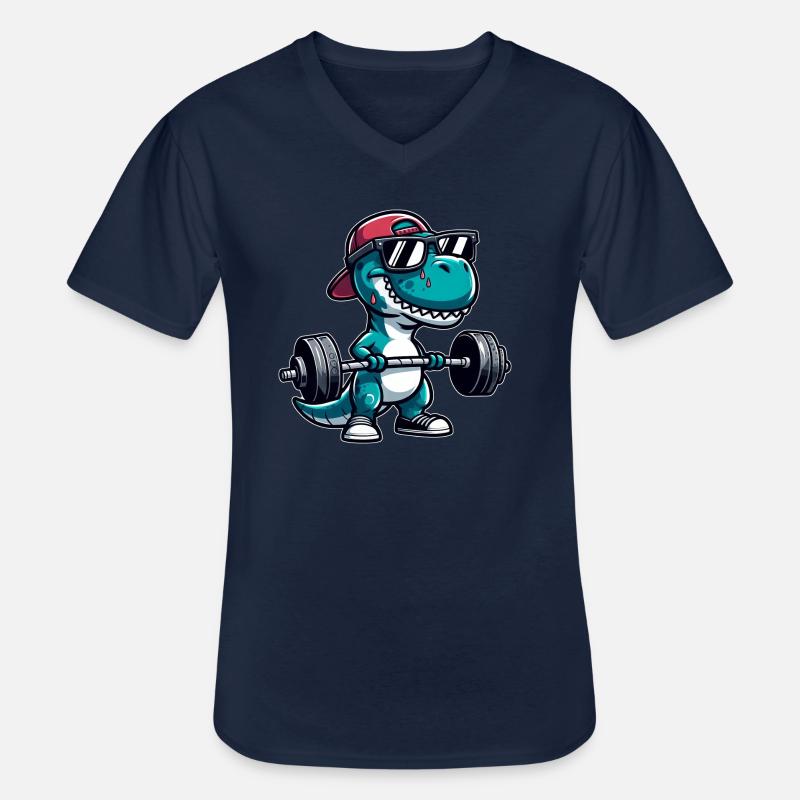 T-Rex Workout Dino Krafttraining - Männer-T-Shirt mit V-Ausschnitt - Navy