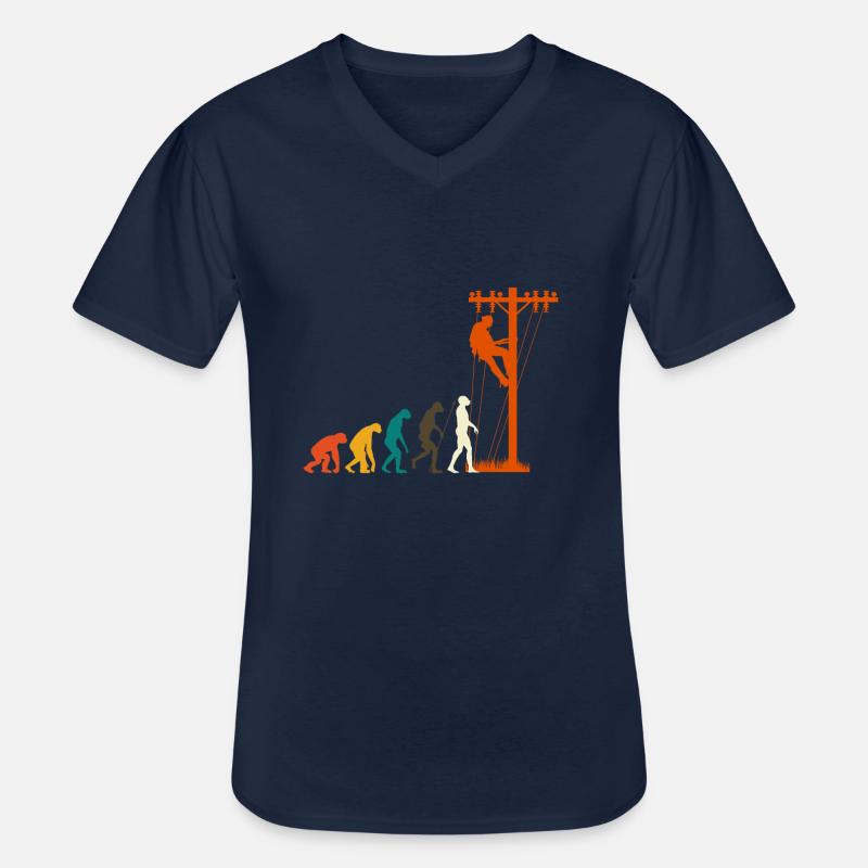 Freileitungsmonteur Elektriker Evolution - Männer-T-Shirt mit V-Ausschnitt - Navy