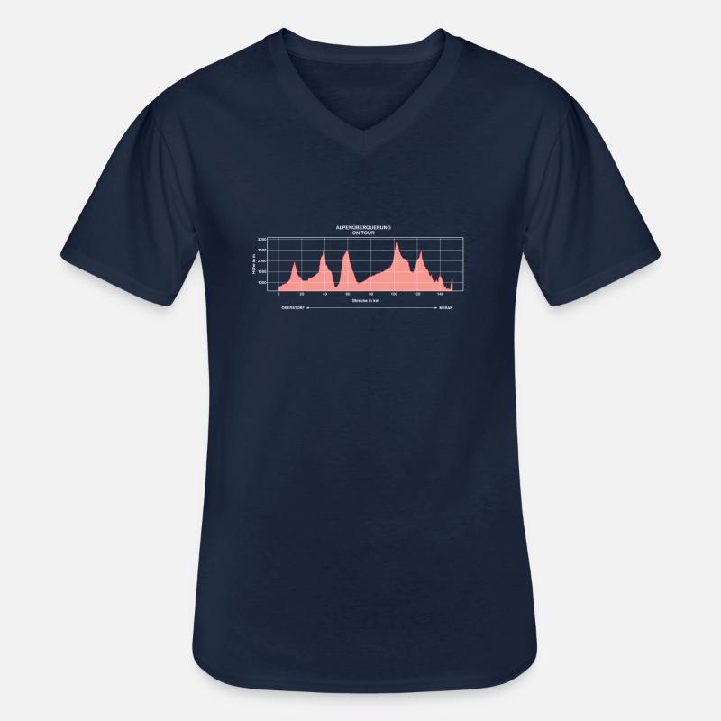 Alpenüberquerung Fernwanderweg E5 - Männer-T-Shirt mit V-Ausschnitt - Navy