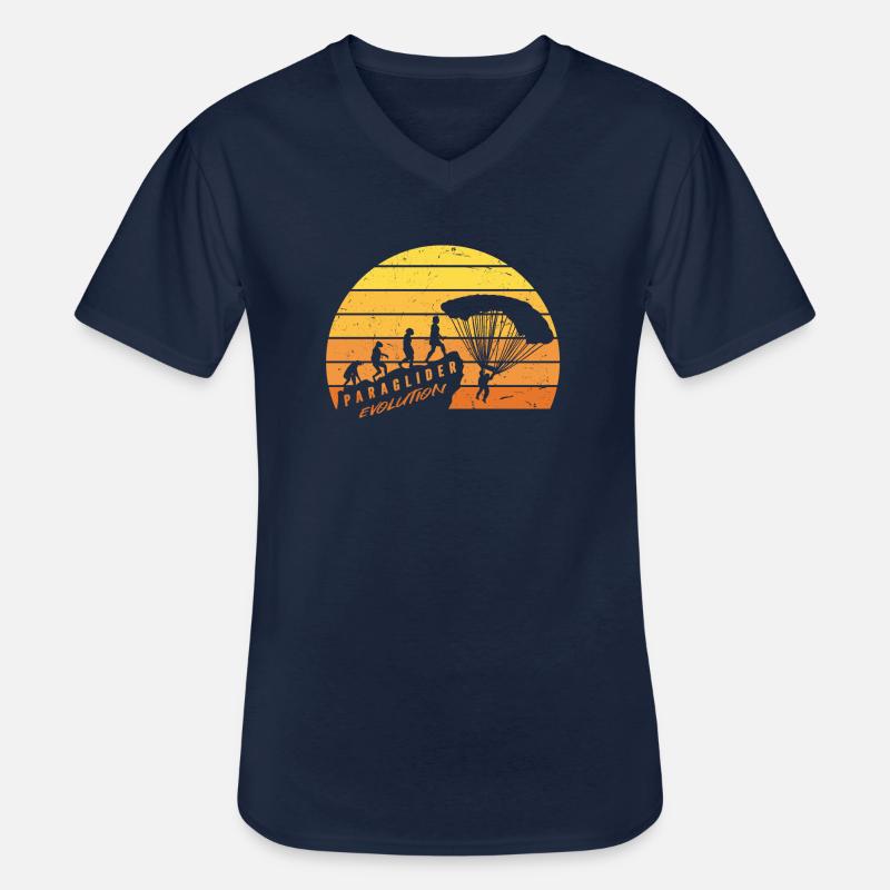 Paraglider Evolution Gleitschirmfliegen - Männer-T-Shirt mit V-Ausschnitt - Navy