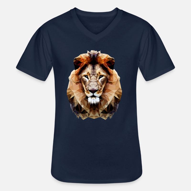 Moderner Polygon Löwe - Männer-T-Shirt mit V-Ausschnitt - Navy