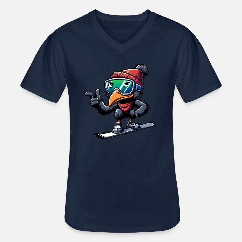 Emu Snowboarder Winterabenteuer - Männer-T-Shirt mit V-Ausschnitt - Navy