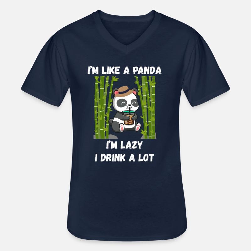 Lazy-Panda-Modus - Männer-T-Shirt mit V-Ausschnitt - Navy