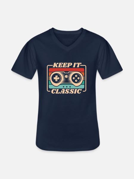 Retro Zocker Sprüche Gaming Geschenk - Männer-T-Shirt mit V-Ausschnitt - Navy