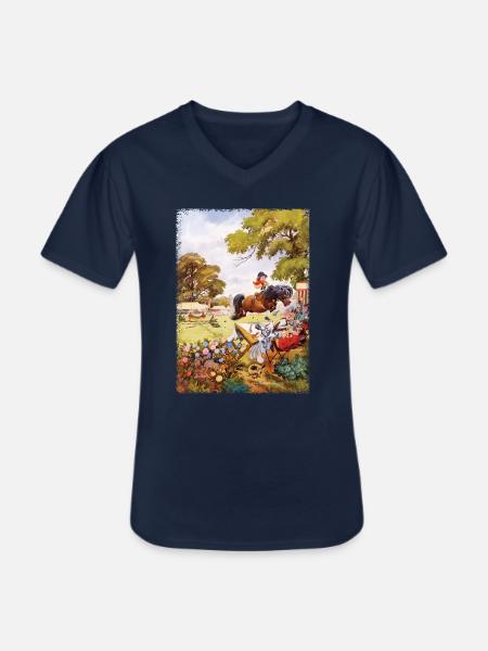 PoneyTurnoi Thelwell Dessin - T-shirt col V Homme - marine