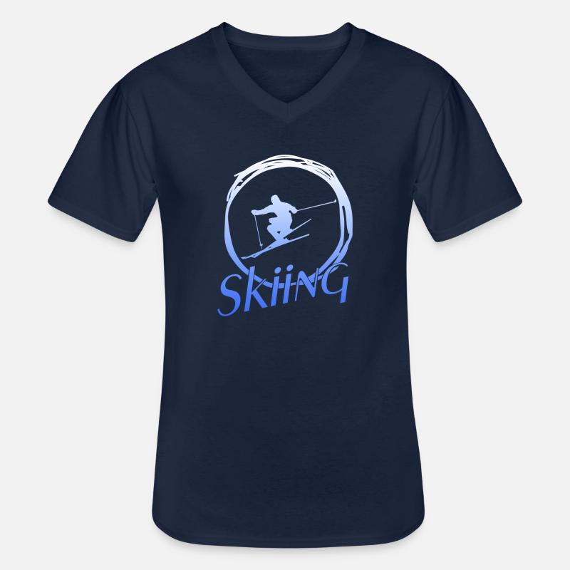 Skiing - Männer-T-Shirt mit V-Ausschnitt - Navy