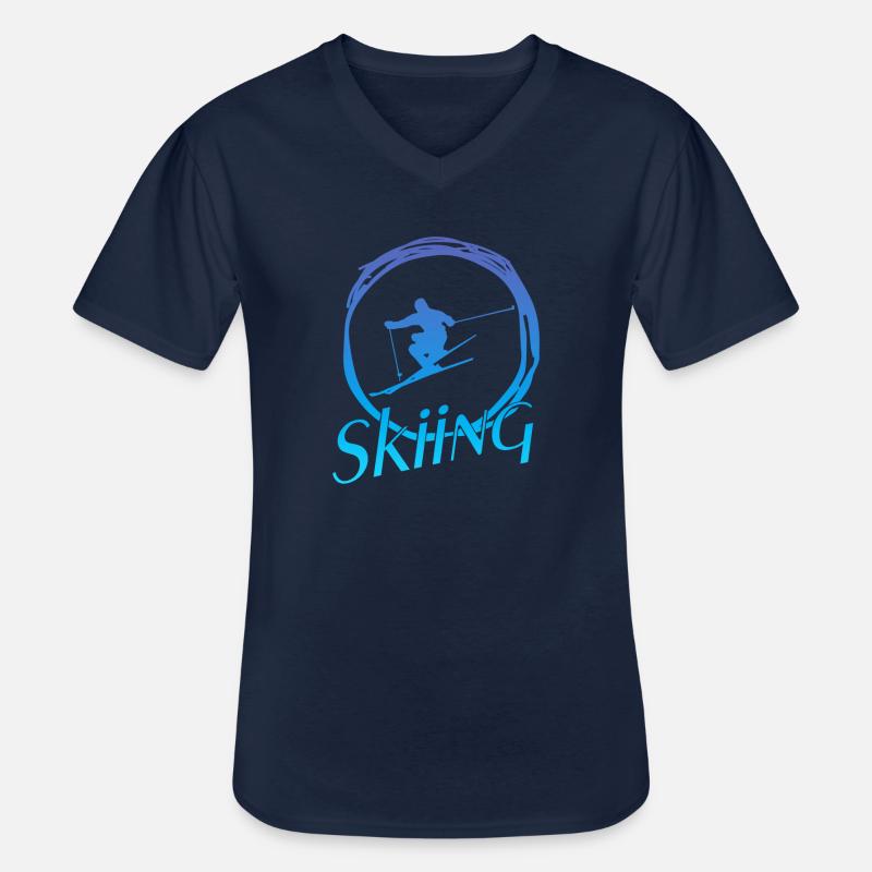 Skiing - Männer-T-Shirt mit V-Ausschnitt - Navy