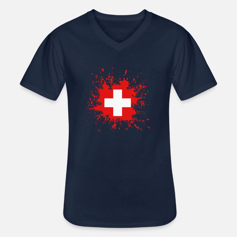Schweiz - Männer-T-Shirt mit V-Ausschnitt - Navy