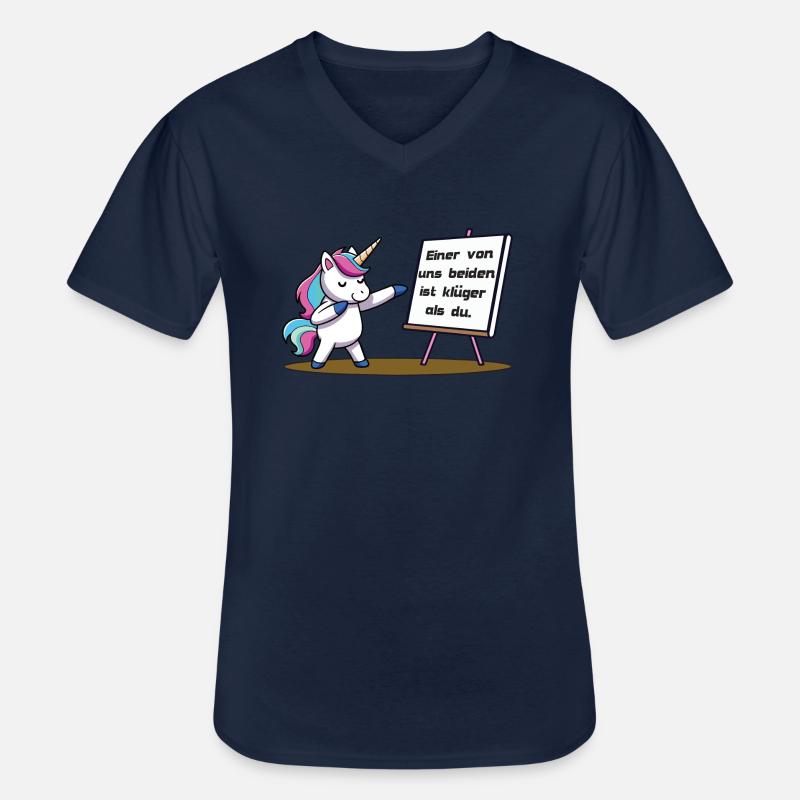 Kluges Einhorn - Männer-T-Shirt mit V-Ausschnitt - Navy
