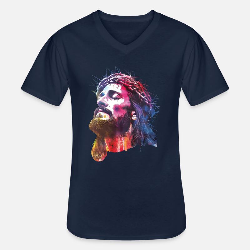 Jesus - Männer-T-Shirt mit V-Ausschnitt - Navy