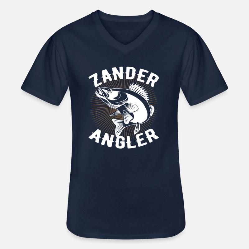 Zander Angler - Männer-T-Shirt mit V-Ausschnitt - Navy