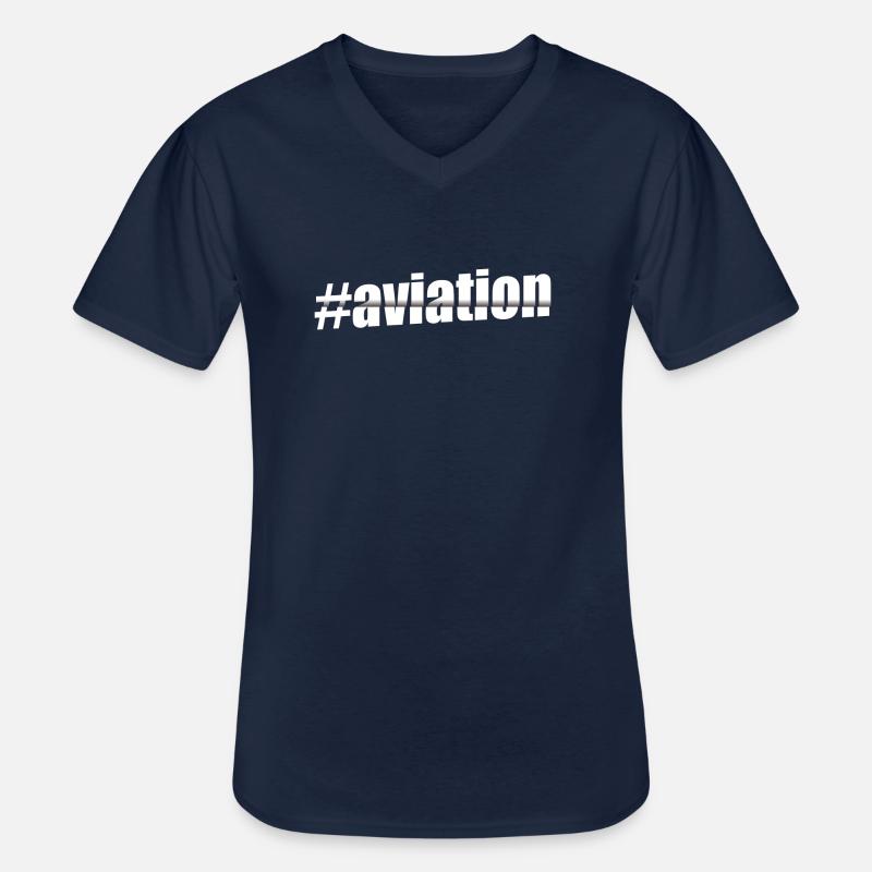 Aviation Logo Sliced - Männer-T-Shirt mit V-Ausschnitt - Navy