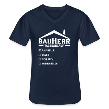 Bauherr Tagesablauf - Männer-T-Shirt mit V-Ausschnitt - Navy - Vorne - AI Model Male 178 dark (178cm)