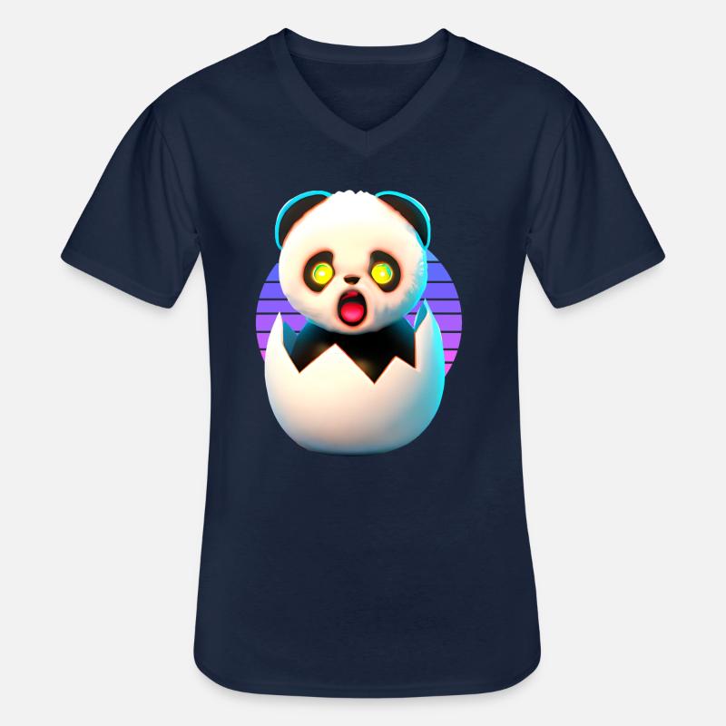 Willkommen im Leben Panda - Männer-T-Shirt mit V-Ausschnitt - Navy