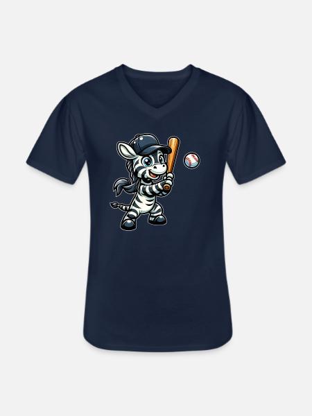 Zebra Baseball Player - Stripes, Speed - Men's V-Neck T-Shirt - navy