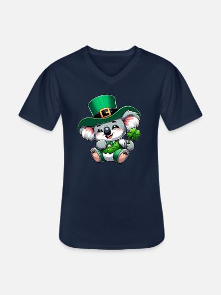 St. Patrick's Day Koala Cartoon - Men's V-Neck T-Shirt - navy