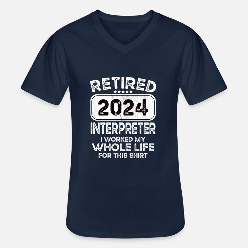 Retired Interpreter 2024 - Männer-T-Shirt mit V-Ausschnitt - Navy