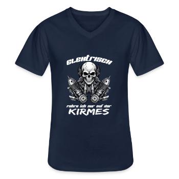 Anti Elektroauto Verbrenner Autoliebhaber Motor - Männer-T-Shirt mit V-Ausschnitt - Navy - Vorne - AI Model Male 178 dark (178cm)