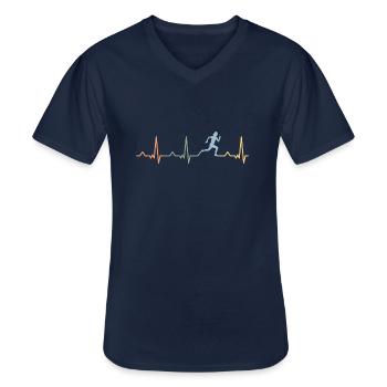 Marathon Joggen Laufen Herzschlag heart female - Männer-T-Shirt mit V-Ausschnitt - Navy - Vorne - AI Model Male 178 dark (178cm)