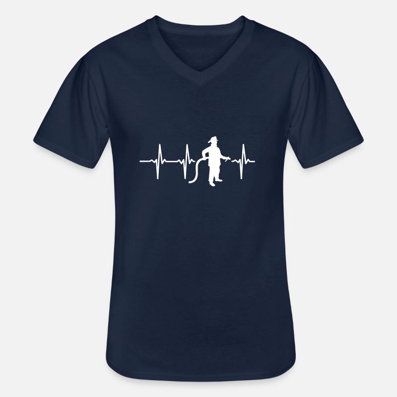 BERUFUNG - FEUERWEHRMANN! - Männer-T-Shirt mit V-Ausschnitt - Navy