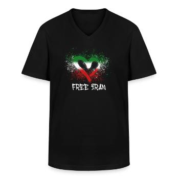 free iran,herz,iran,flagge,graffiti - Männer-T-Shirt mit V-Ausschnitt - Schwarz - Vorne - AI Model Male 178 dark (178cm)