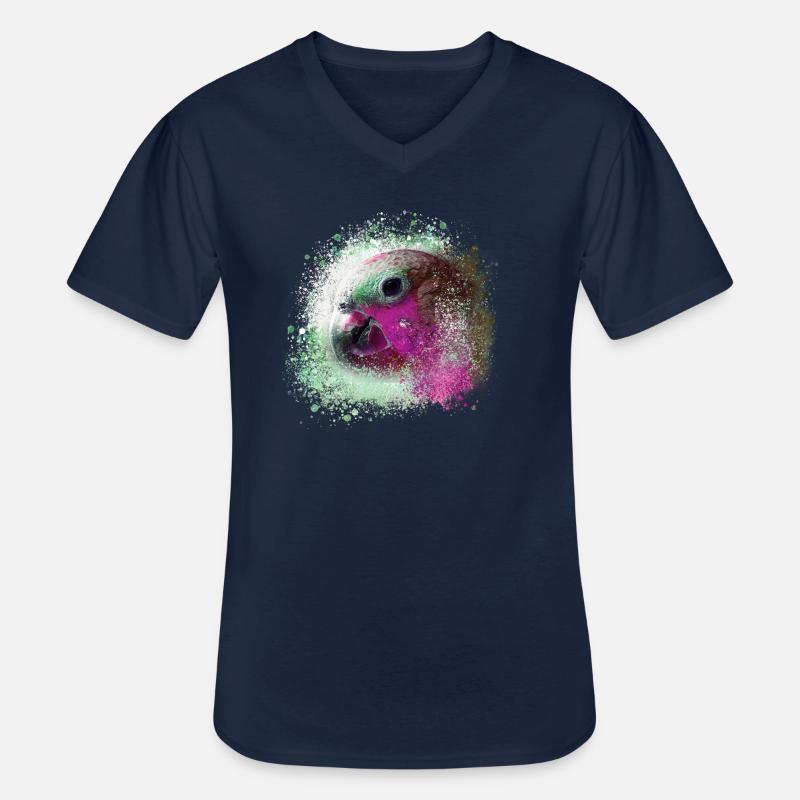 Papagei, ara, aquarell vogel, graffiti,bunt - Männer-T-Shirt mit V-Ausschnitt - Navy