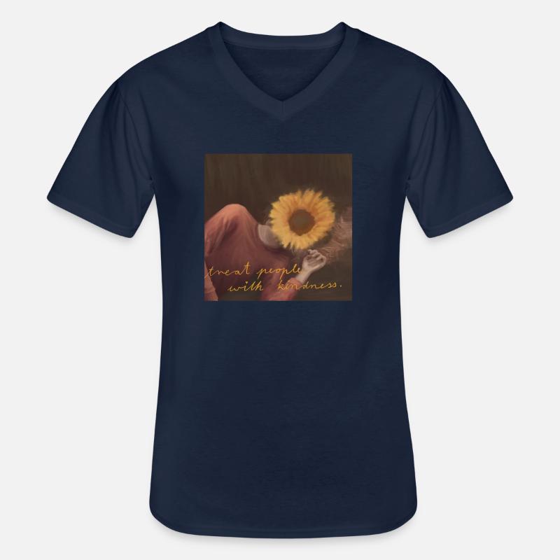 Behandle Menschen mit Freundlichkeit - Männer-T-Shirt mit V-Ausschnitt - Navy