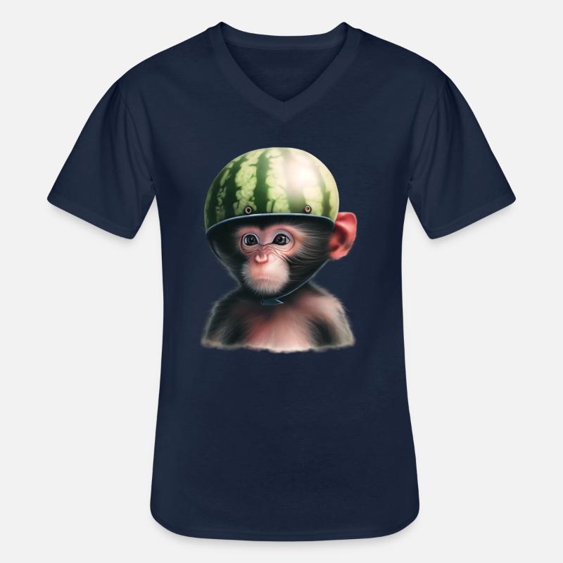 Singe à la pastèque - T-shirt col V Homme - marine