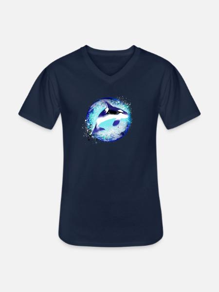 Wal, erde, malerei,blau,Killerwal,meer,planet - Männer-T-Shirt mit V-Ausschnitt - Navy