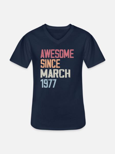1977 March Birth Birthday March 1977 Gift - Men's V-Neck T-Shirt - navy