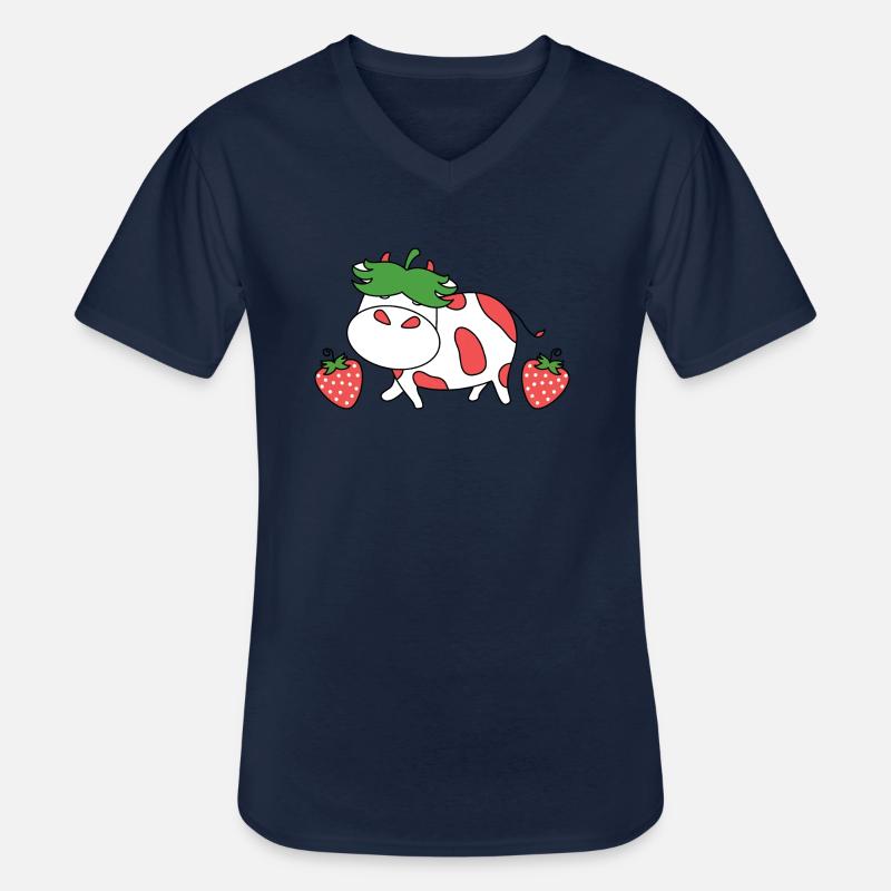 Nette Erdbeerkuh - Männer-T-Shirt mit V-Ausschnitt - Navy