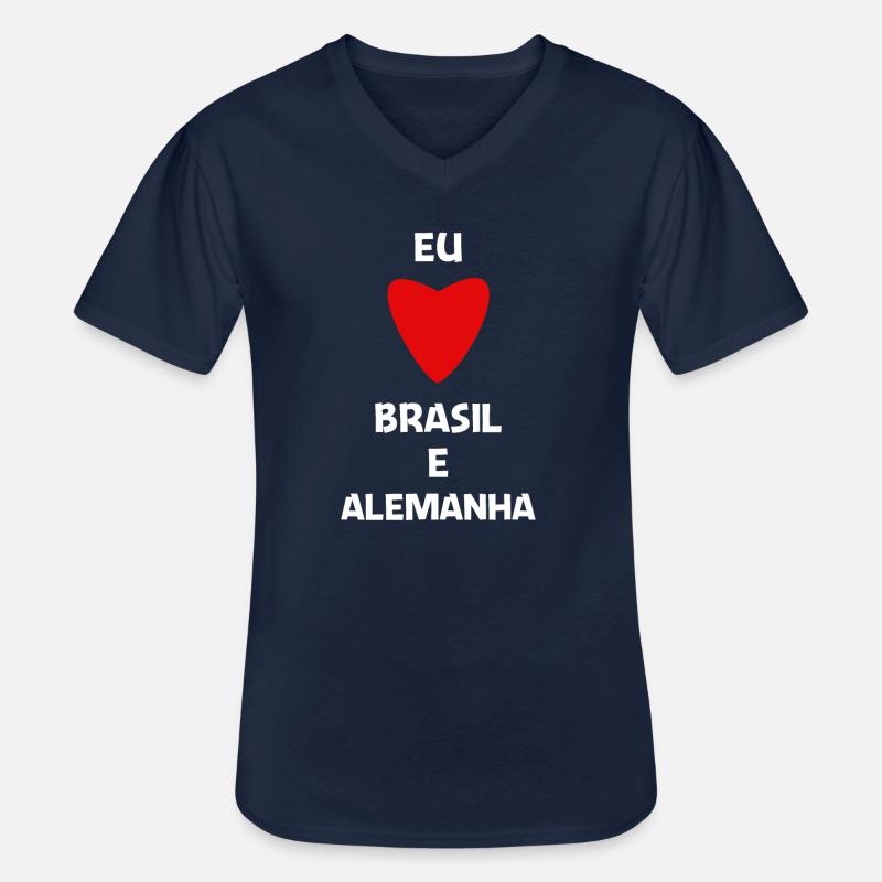 Brasilianische Auswanderer binational Geschenk - Männer-T-Shirt mit V-Ausschnitt - Navy