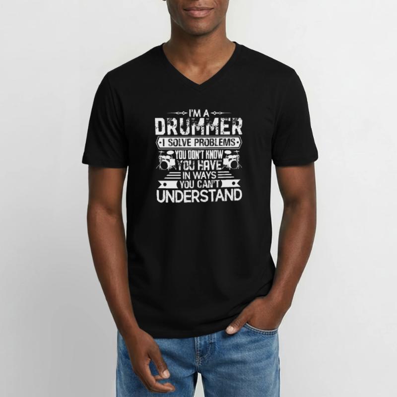 Drummer Solves Problems Men's V-Neck T-Shirt