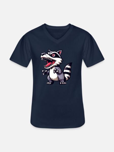 Raccoon T-Rex Dino Mutation Fusion - Men's V-Neck T-Shirt - navy