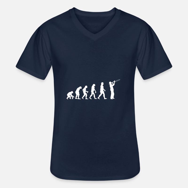 Evolution Posaune Musiker Posaunist Geschenkidee - Männer-T-Shirt mit V-Ausschnitt - Navy