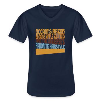 Occams Razor - Men's V-Neck T-Shirt - navy - Front - AI Model Male 178 dark (178cm)