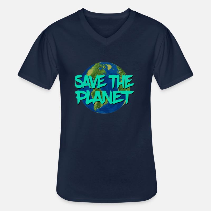Save the Planet - Männer-T-Shirt mit V-Ausschnitt - Navy
