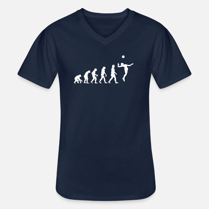 Evolution Volleyball Aufschlag Geschenkidee - Männer-T-Shirt mit V-Ausschnitt - Navy