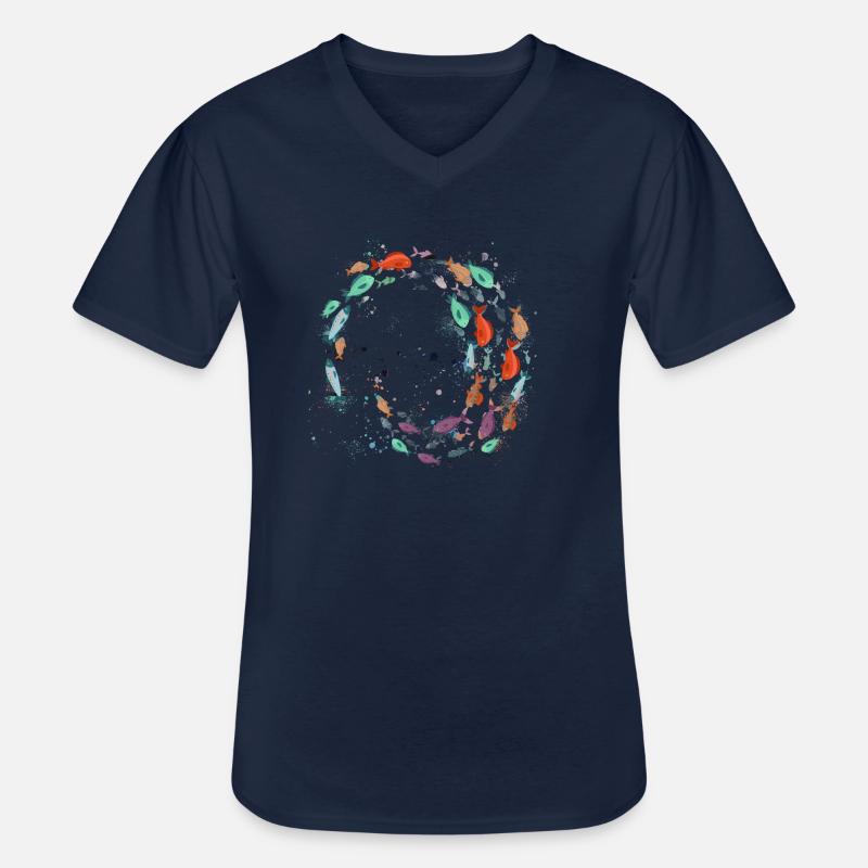 fischschwarm,fische,malerei,blau,graffiti,bunt - Männer-T-Shirt mit V-Ausschnitt - Navy