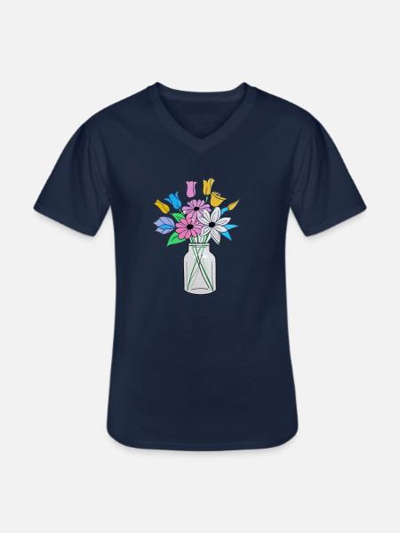 Beautiful flower mix - Men's V-Neck T-Shirt - navy