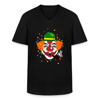 HI CLOWN - Men's V-Neck T-Shirt - black - Front - AI Model Male 178 dark (178cm)