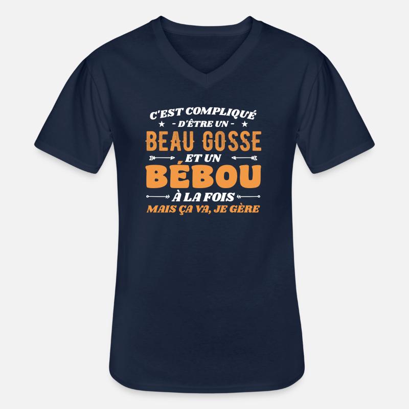 Komplizierte Beau Gosse und Bébou - Männer-T-Shirt mit V-Ausschnitt - Navy