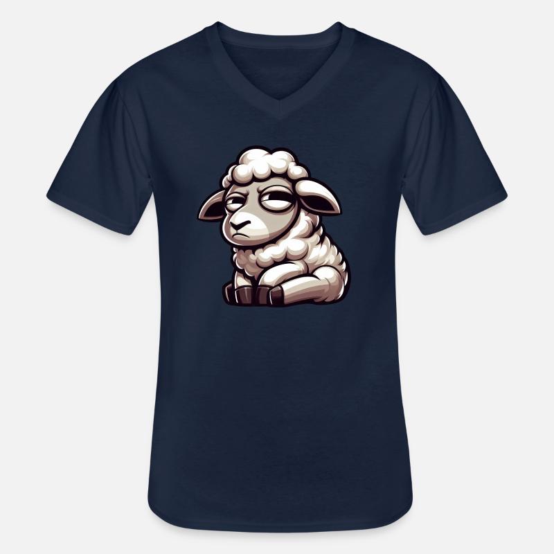 Skeptisches Schaf Comic Lustiger Stier - Männer-T-Shirt mit V-Ausschnitt - Navy
