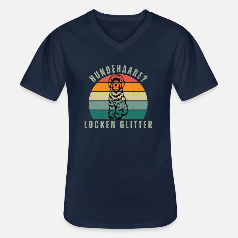 Locken Glitter Retro Sunset - Männer-T-Shirt mit V-Ausschnitt - Navy
