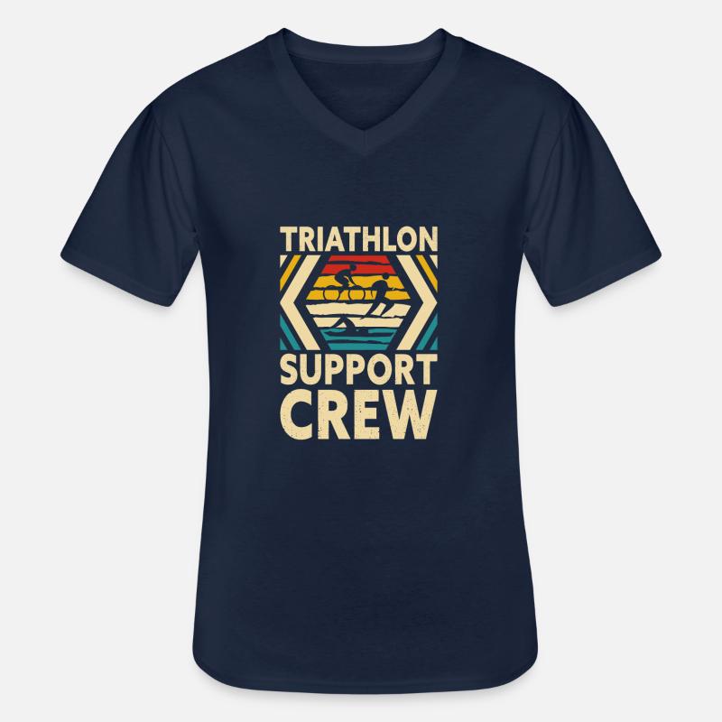 Triathlon Support Crew - Männer-T-Shirt mit V-Ausschnitt - Navy