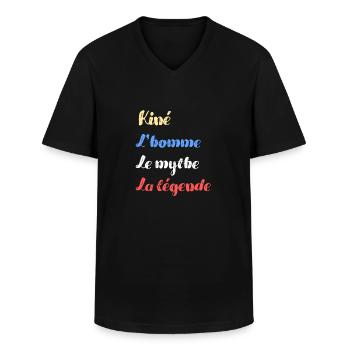 kiné homme mythe légende humour kinésithérapeute - T-shirt col V Homme - noir - Devant - AI Model Male 178 dark (178cm)