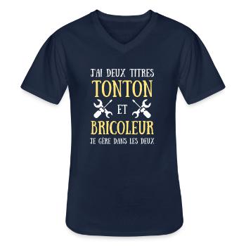 tonton bricoleur humour bricolage homme cadeau - T-shirt col V Homme - marine - Devant - AI Model Male 178 dark (178cm)