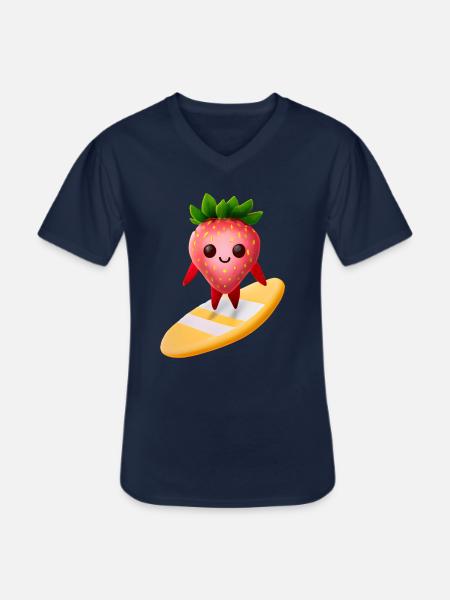 Erdbeere auf Surfboard - Männer-T-Shirt mit V-Ausschnitt - Navy
