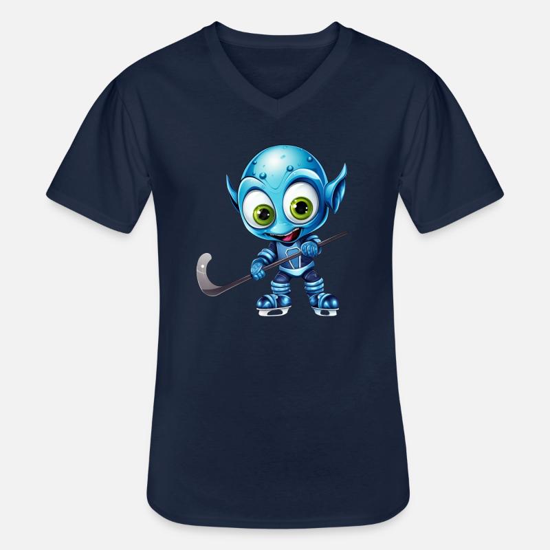 Schimpanse Eishockeyspieler: Dynamisches - Männer-T-Shirt mit V-Ausschnitt - Navy