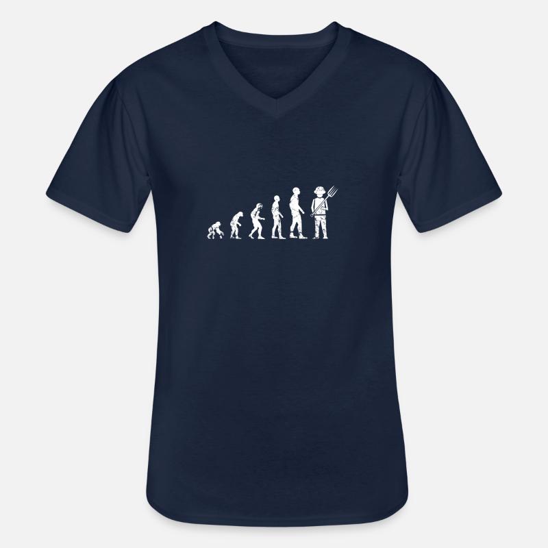 Evolution Landwirt Landwirtschaft Bauer Geschenk - Männer-T-Shirt mit V-Ausschnitt - Navy